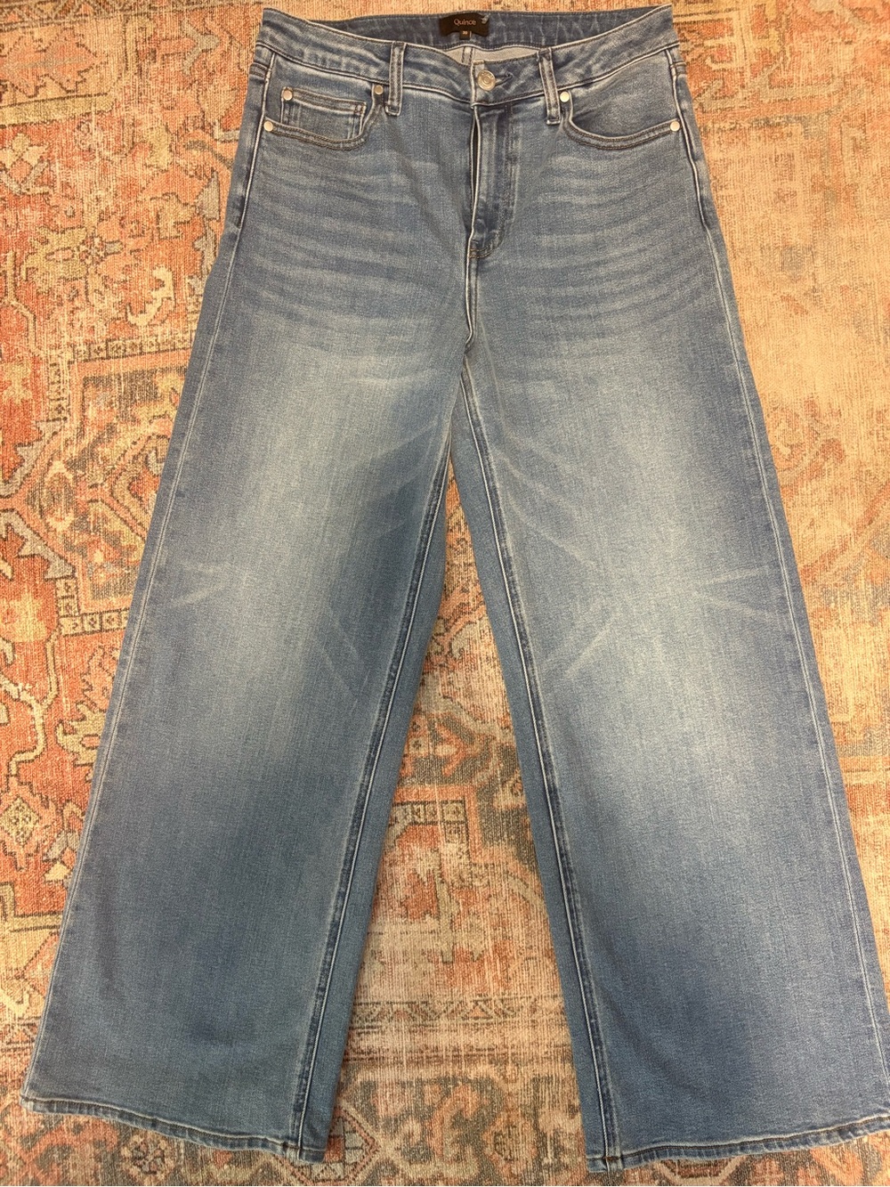 Quince Stretch High Rise Wide Leg Jeans – Medium Wash – Size 30